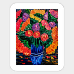 beautiful bouquet flowers in a glass vase Sticker